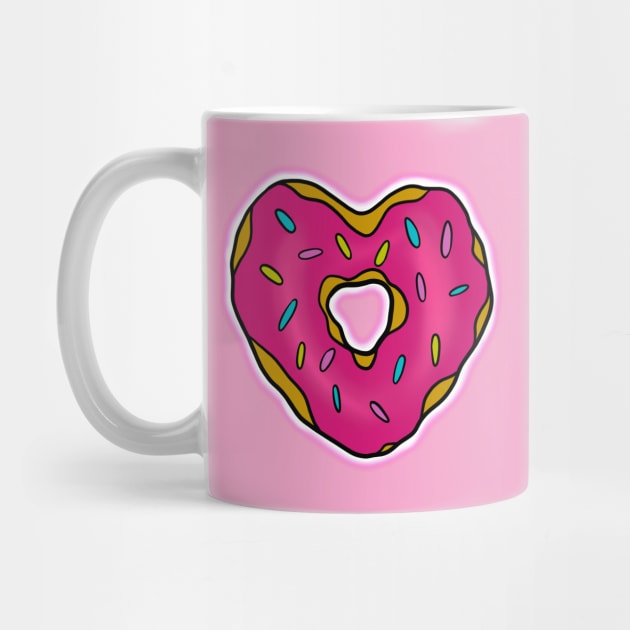 Pink Heart Donut print by Inkoholic